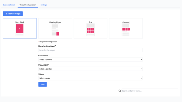 Widget configurations BigCommerce