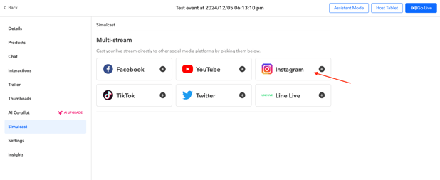 Instagram Livestream Simulcast