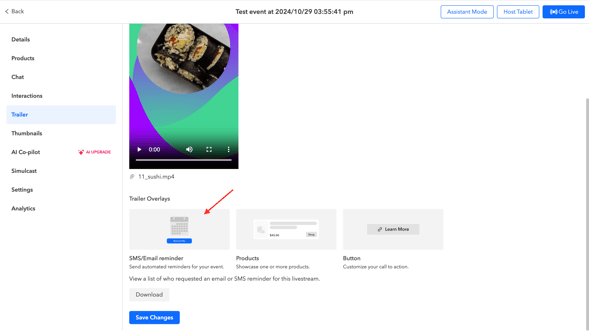 SMSEmail Reminder for a Livestream 
