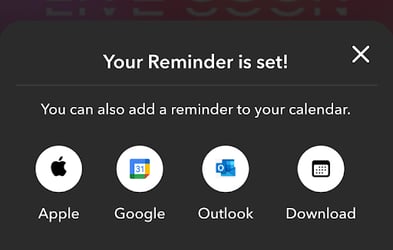 SMSEmail Reminder for a Livestream 5