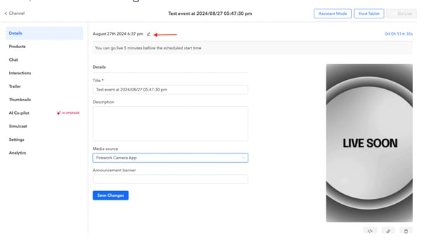 setup Livestream event3