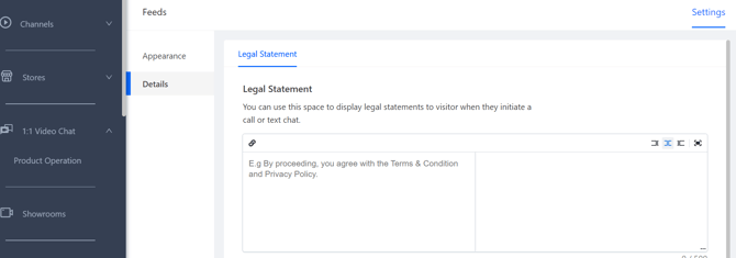 Configure the legal statement