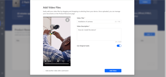 add video to AVA upload